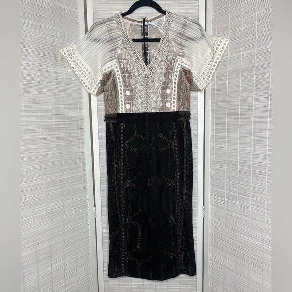 Byron Lars Ruth Column Dress White Black Size 2P New with Tags - Picture 1 of 8